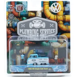 1960 VW Single Cab Truck "Plumbing Service" Diorama 1:64 Scale Diecast Model Truck by M2 Machines