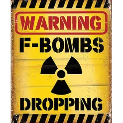 Warning F-Bombs Metal Sign by Desperate Enterprises