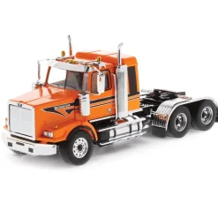 Western Star 4900 SB 40" Sleeper Tandem Tractor - Metallic Orange with Black Accent Stripes 1:50 Scale Diecast Model Truck by Diecast Masters