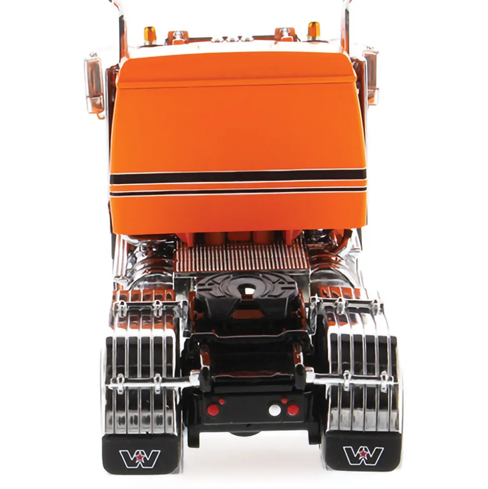 Western Star 4900 SB 40" Sleeper Tandem Tractor - Metallic Orange with Black Accent Stripes 1:50 Scale Diecast Model Truck by Diecast Masters