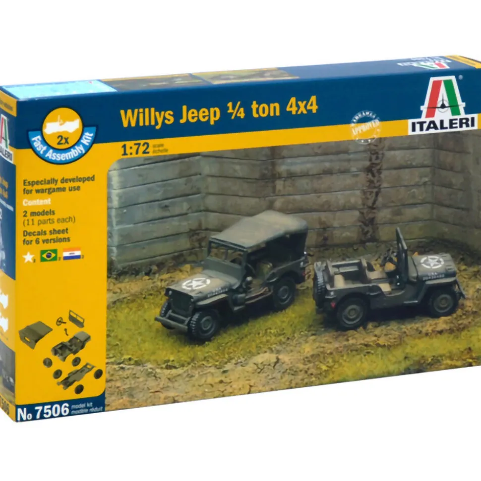 Willys Jeep ¼ ton 4x4 1/72 Kit 1:72 Scale Plastic Model Kit by Italeri