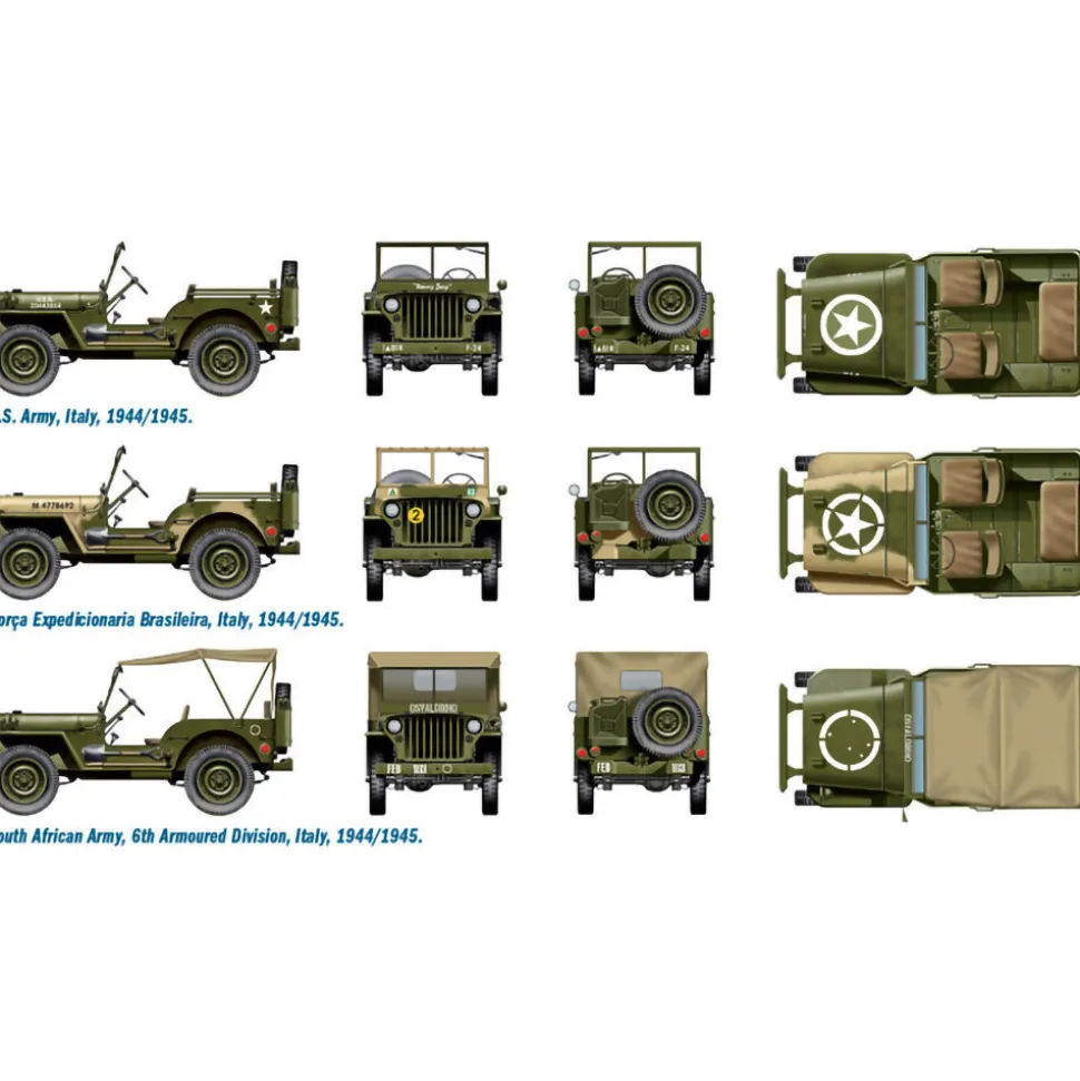 Willys Jeep ¼ ton 4x4 1/72 Kit 1:72 Scale Plastic Model Kit by Italeri