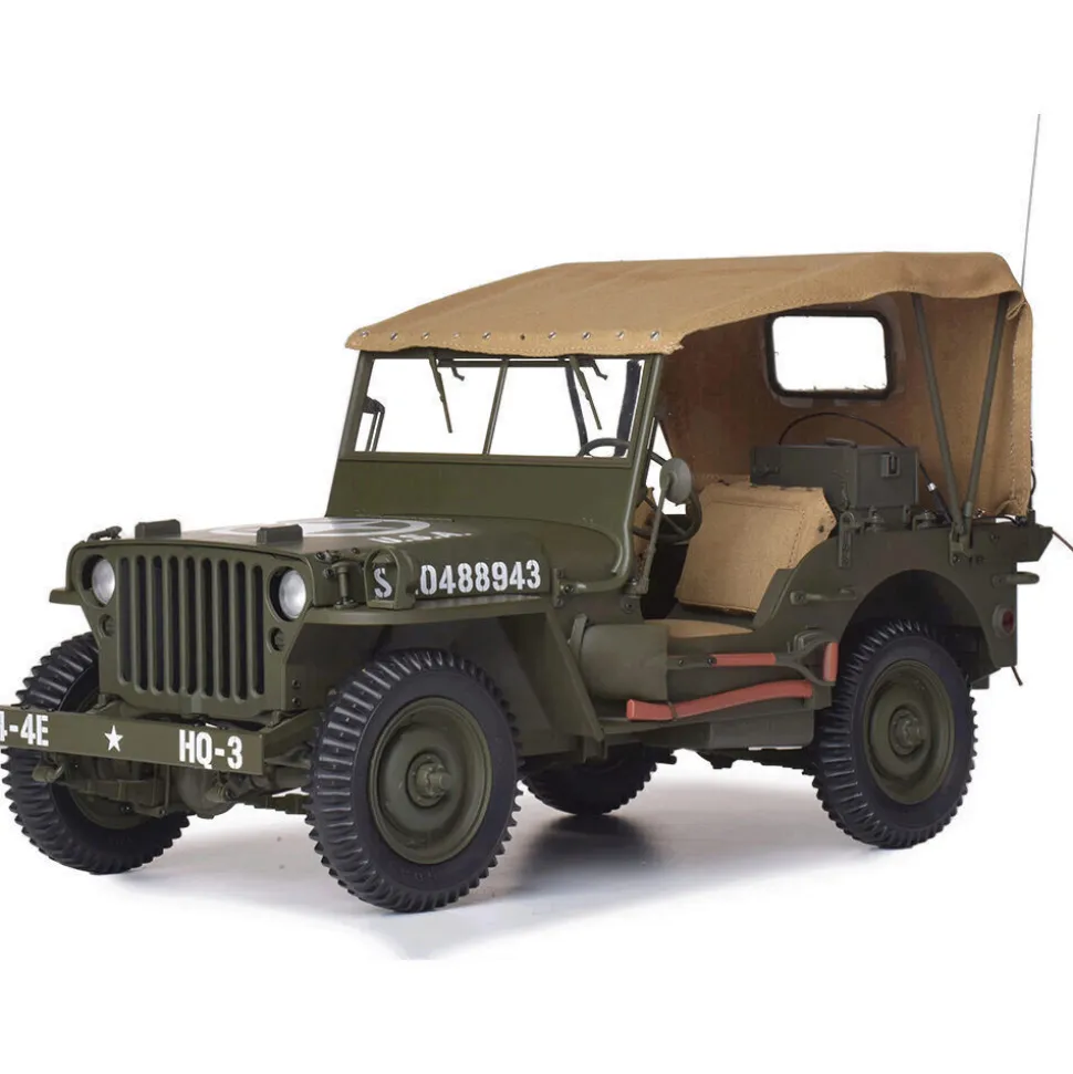 Willys MB Jeep & Trailer Large Scale Diecast Model Kit 1:8 Scale Diecast Model Kit by IXO Models