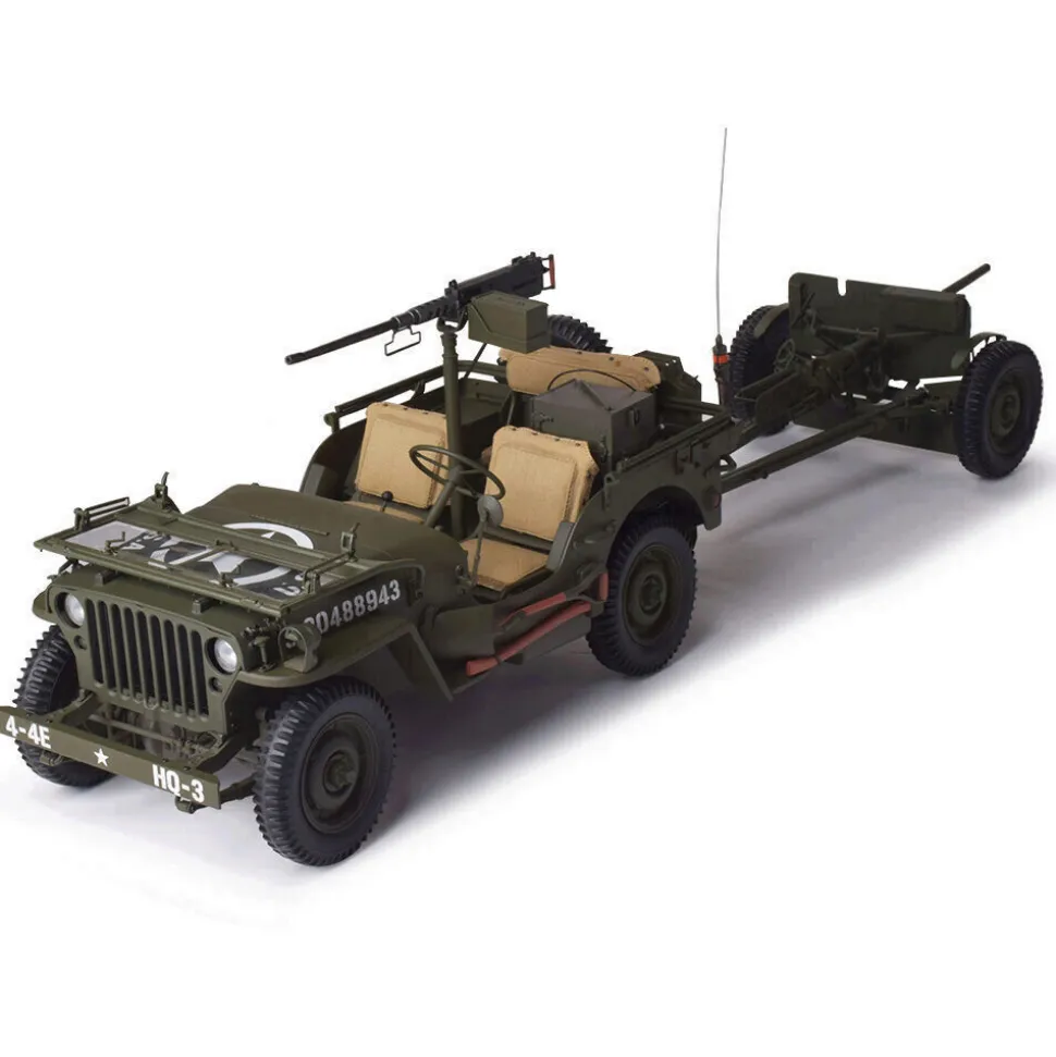 Willys MB Jeep & Trailer Large Scale Diecast Model Kit 1:8 Scale Diecast Model Kit by IXO Models