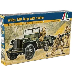 Willys MB Jeep with Trailer 1/35 Kit 1:35 Scale Plastic Model Kit by Italeri