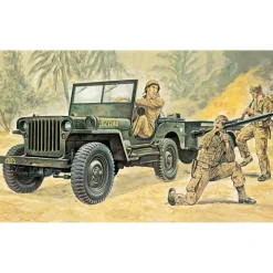 Willys MB Jeep with Trailer 1/35 Kit 1:35 Scale Plastic Model Kit by Italeri