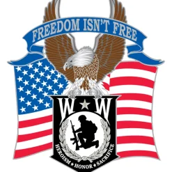 Wounded Warrior Freedom Isn't Free Lapel Pin Eagle Emblems (P16183) Metal by Eagle Emblems